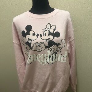 Disney Pink Crew Neck Sweater with Mickey and Minnie